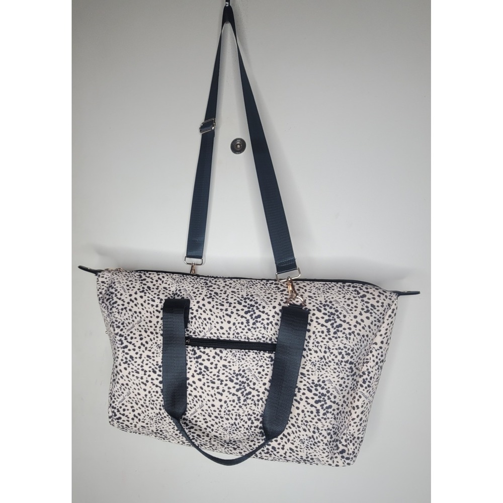 Mali + Lili Dalmatian Print Weekend Bag Women Travel Tote Crossbody Cream Black